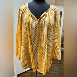 Como Vintage Yellow and White Patterned Blouse